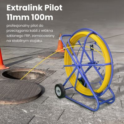 3. Extralink Pilot do przeciągania kabli Pilot 11mm 100m włókno szklane FRP, śr. 11mm, dł. 100m, żółty