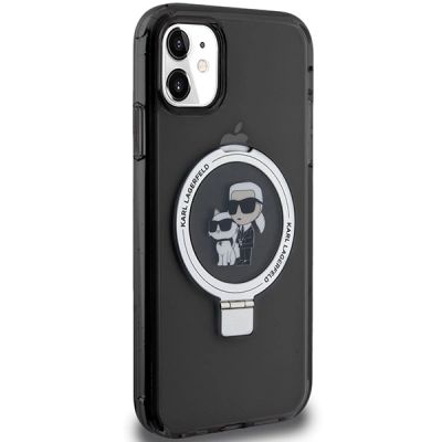 4. Etui Karl Lagerfeld Ring Stand Karl&Choupettte MagSafe na iPhone 11 / Xr - czarne