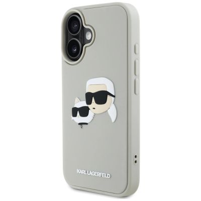 9. Etui Karl Lagerfeld HC 3D Rubber Double Heads na iPhone 16 - beżowe