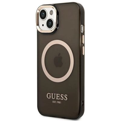 2. Etui Guess Gold Outline Translucent MagSafe na iPhone 14 Plus - czarne