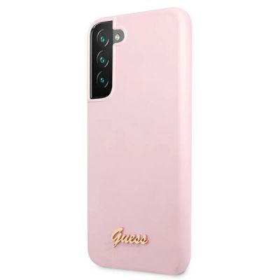 2. Etui Guess Silicone Script Metal Logo na Samsung Galaxy S22+ - lawendowe