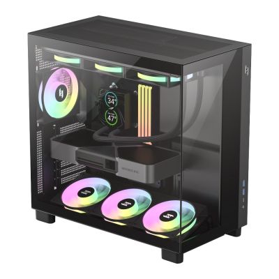 4. GameMax NEX C53 BK zabezpieczenia & uchwyty komputerów Czarny