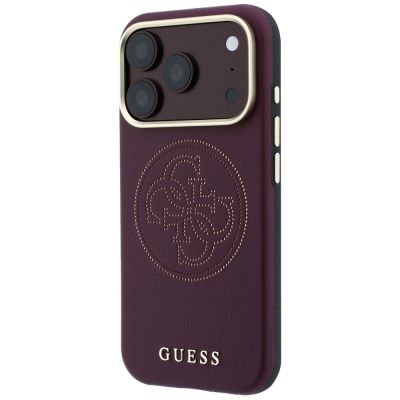 2. Etui Guess Perforated 4G Gold Logo Magsafe na iPhone 18 Pro / 17 Pro - burgundowe