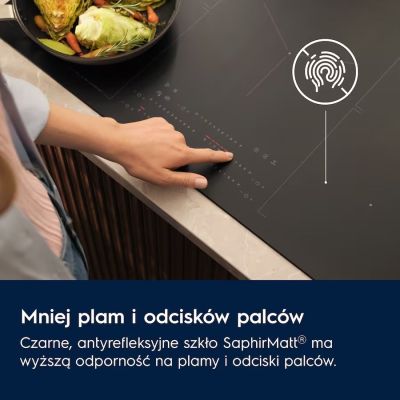 3. Płyta indukcyjna matowa ELECTROLUX EIS87453IZ Sense Boil+Fry SaphirMatt 77 cm czarna kolor czarny