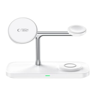 4. Ładowarka bezprzewodowa Tech-Protect QI15W-A45 3w1 z MagSafe do urządzeń Apple - biała
