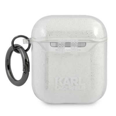 2. Etui Karl Lagerfeld Glitter Karl's Head na AirPods 1/2 - srebrne