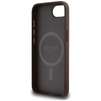 7. Etui Guess 4G Ring Triangle Logo MagSafe na iPhone 16e - brązowe
