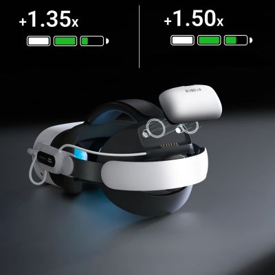 3. Pasek na głowę z baterią BoboVR E3 Pro do Meta Quest 3 i 3S - biało-czarny