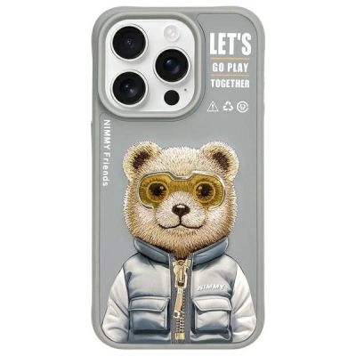 Etui Nimmy Cool&Cute 2.0 Bear do iPhone 15 Pro Max - szare