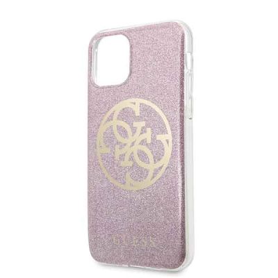 3. Etui Guess Glitter 4G Circle Hardcase na iPhone 11 Pro - różowe