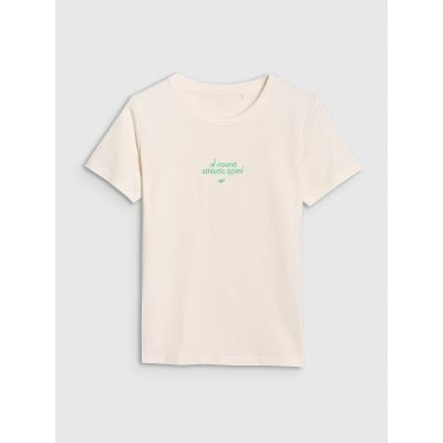 6. T-shirt regular z nadrukiem damski 4F 4FRSS25TTSHF2786-11S