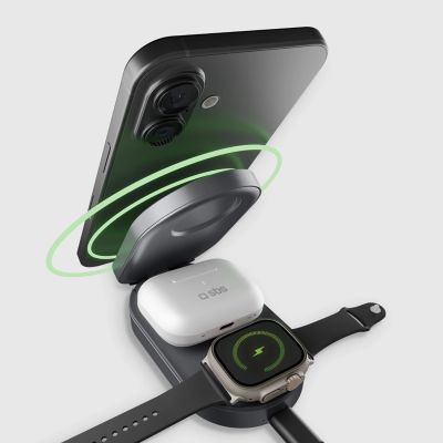 5. Stacja ładująca SBS składana 3w1 bezprzewodowa QI2 MFI - Made for iPhone - czarna
