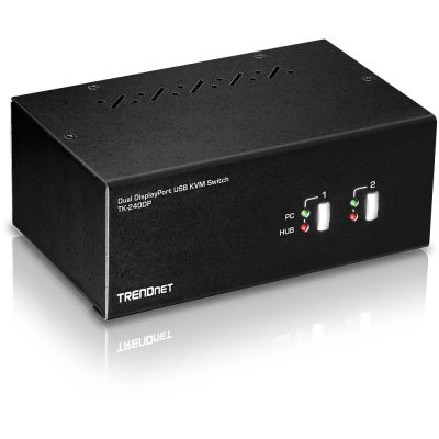 2. 2-portowy przełącznik DisplayPort TRENDnet KVM z koncentratorem audio USB 2.0