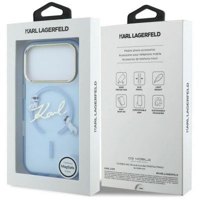 8. Etui Karl Lagerfeld Script Logo MagSafe na iPhone 18 Pro / 17 Pro - jasnoniebieskie