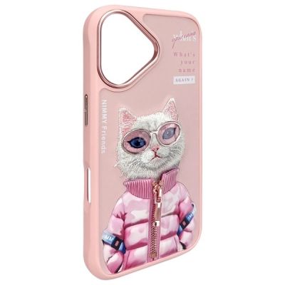 4. Etui Nimmy Cool&Cute 2.0 Cat na iPhone 16 - różowy