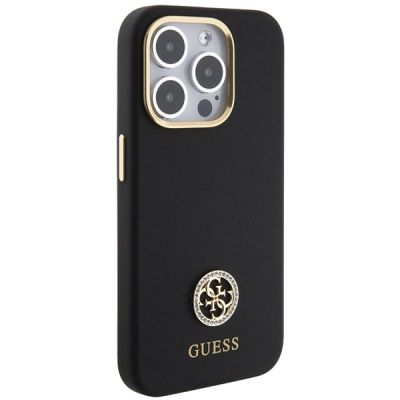 4. Etui Guess Silicone Logo Strass 4G do iPhone 15 Pro Max - czarne