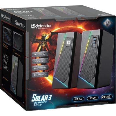 3. GŁOŚNIKI DEFENDER SOLAR 3 2.0 BLUETOOTH 10W LED USB