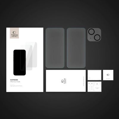 5. Zestaw Tech-Protect Supreme Set na iPhone 15 2x szkło hartowane na wyświetlacz / szkło hartowane na aparat
