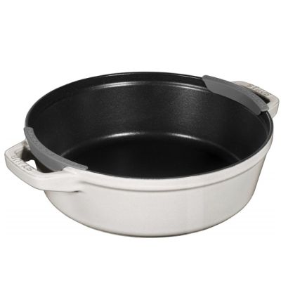 3. Zestaw 3 naczyń żeliwnych z pokrywką STAUB 40508-388-0 - biała trufla 24 cm