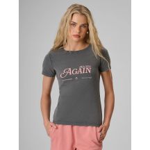 T-shirt slim z nadrukiem damski 4F 4FRAW26TTSHF4373-24S