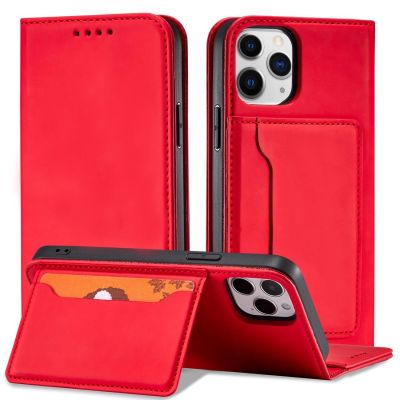 2. Magnet Card Case etui do iPhone 12 Pro pokrowiec portfel na karty kartę podstawka czerwony