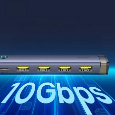 13. Hub USB-A/USB-C Baseus UltraJoy Series 4xUSB-A 3.1 1xUSB-C 5V - szary