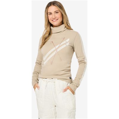 4. Longsleeve z półgolfem damski SUPER.NATURAL W KRYSSEDE SKI ROLL NECK beżowy