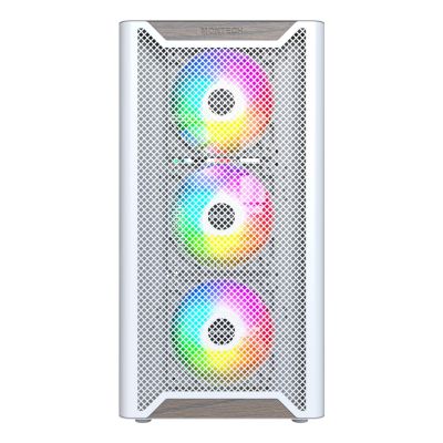 8. Drewniana obudowa PC Montech XR, Midi-Tower, ATX, ARGB, Szkło hartowane - biała