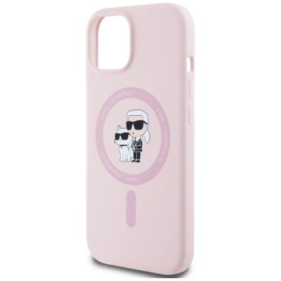 6. Etui Karl Lagerfeld Silicone Karl&Choupette MagSafe na iPhone 15 - różowe