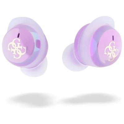 5. Słuchawki Guess 4G Printed Logo Bluetooth TWS + stacja dokująca - fioletowe