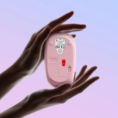 12. Myszka bezprzewodowa Baseus F01B 2.4GHz + Bluetooth 3.0 + 5.0 - różowa