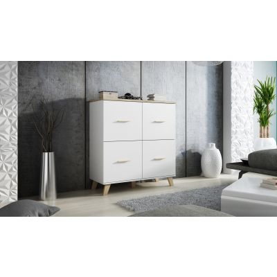 7. Komoda LOTTA 110 4D biały+ dąb sonoma