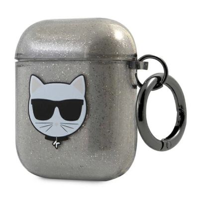 3. Etui Karl Lagerfeld Glitter Choupette na AirPods 1 / 2  - czarne