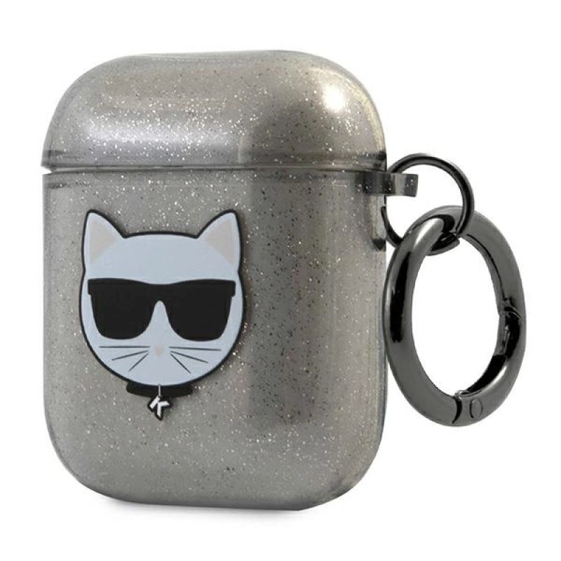 3. Etui Karl Lagerfeld Glitter Choupette na AirPods 1 / 2  - czarne