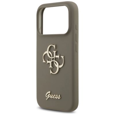 6. Etui Guess Silicone Big 4G Script na iPhone 17 Pro Max - brązowe