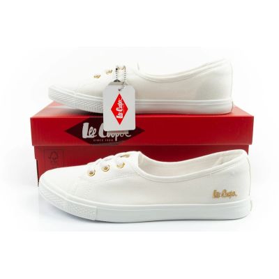 10. Lee Cooper buty trampki damskie sportowe białe wsuwane baleriny