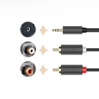 5. Kabel Ugreen AV102 10511 3,5 mm mini jack (męski) / 2RCA (męski) 1.5m - szary