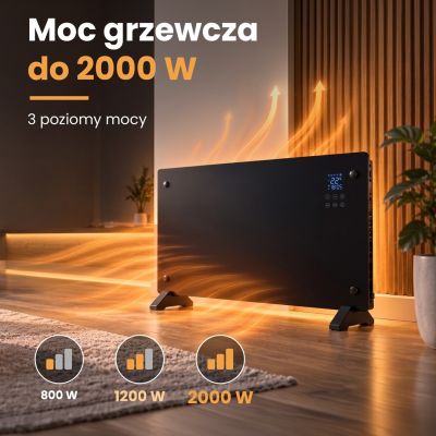 6. Extralink Inteligentny panelowy grzejnik o mocy 2000W | Kolor czarny