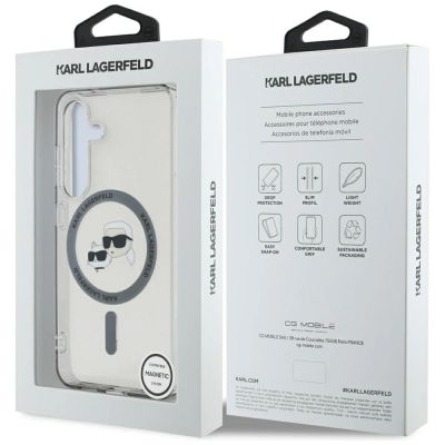 8. Etui Karl Lagerfeld Button Karl & Choupette Heads Printed Logo MagSafe Samsung Galaxy S25 Plus czarny