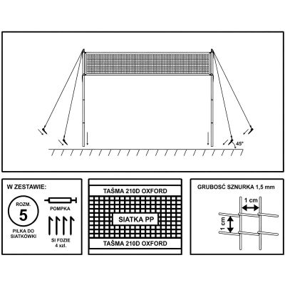 5. ZESTAW DO SIATKÓWKI DELUXE 570x55x230CM 5W1 ENERO