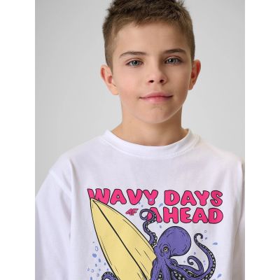 3. T-shirt bawełniany chłopięcy 4F 4FJRSS26TTSHM3904-10S