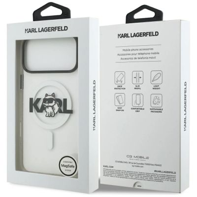 8. Etui Karl Lagerfeld IML Choupette Sketch Logo MagSafe na iPhone 17 Pro - przezroczyste