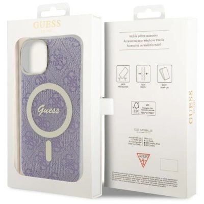 8. Etui Guess 4G MagSafe na iPhone 14 - purpurowe
