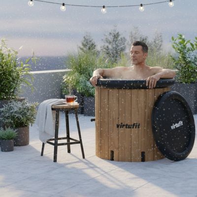 49. VIRTUFIT WANNA LODOWA XXL - 375 LITRÓW - IMITACJA DREWNA - Z AKCESORIAMI