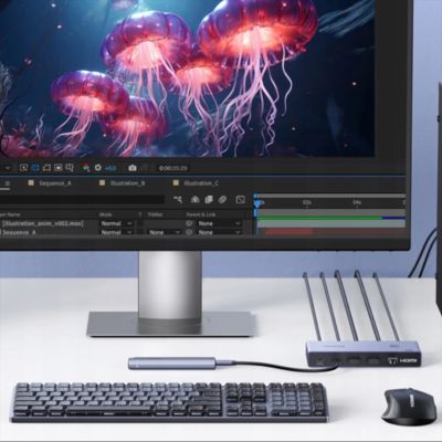3. Przełącznik KVM Ugreen USB-C + HDMI 4K 60Hz 2w1 – szary