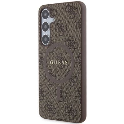 2. Etui Guess 4G Collection Leather Metal Logo MagSafe na Samsung Galaxy S24+ - brązowe