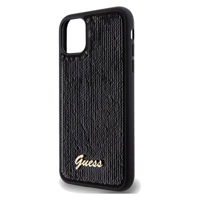 6. Etui Guess Sequin Script Metal na iPhone 11 / Xr - czarne