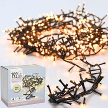 LAMPKI CHOINKOWE ŁAŃCUCH ŚWIETLNY NA BATERIE 192 LED TIMER CIEPŁY BIAŁY
