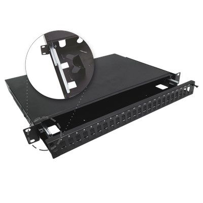 3. Alantec Przełącznica światłowodowa teleskopowa 24xSC duplex / 24xLC quad 19" 1U z akcesoriami montażowymi (dławiki, opaski) (FOP-1U-24SCD-C-P)