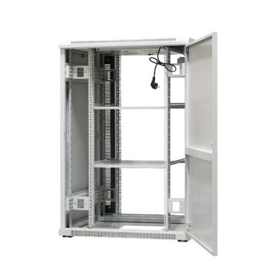 2. EmiterNet Szafa ramowa stojąca 24U, drzwi przód blacha/szkło, 800x800x1180mm (szer./gł./wys.)